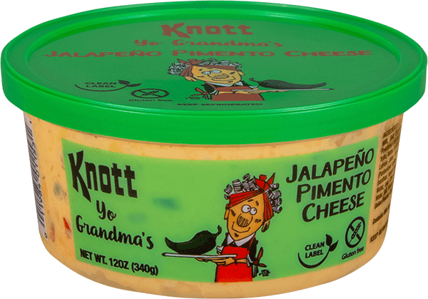 twelve oz container of Knotts knott yo grandma jalapeno pimiento cheese