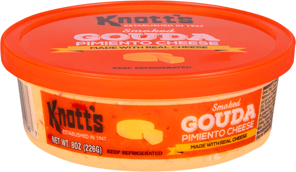 eight oz container of Knotts smoked gouda pimiento cheese