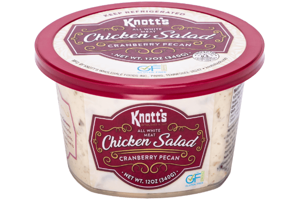 twelve oz container of Knotts chicken salad cranberry pecan